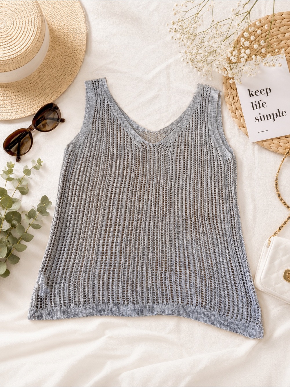Knit V-Neck Sleeveless Tank